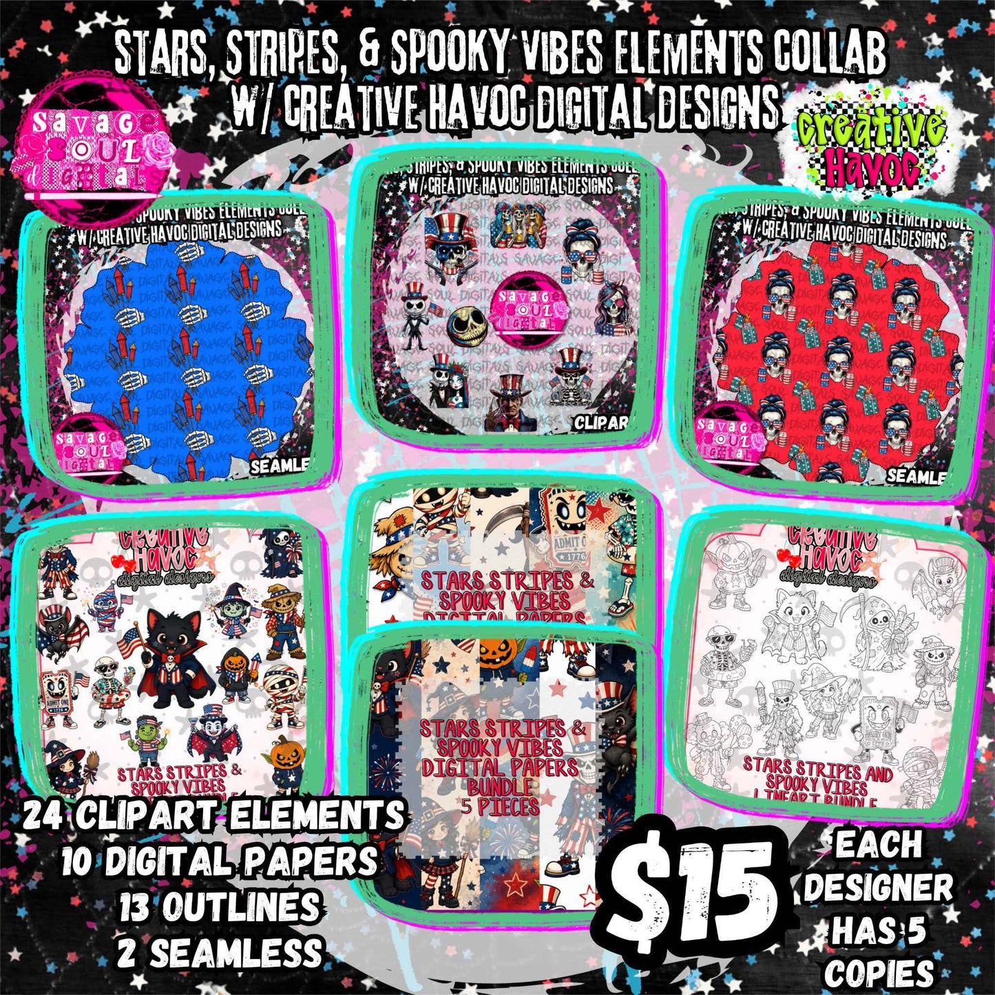 Stars Stripes And Spooky Collab With Creative Havoc  | PNG | Collabs | Digital Files Only | Digital Download Only